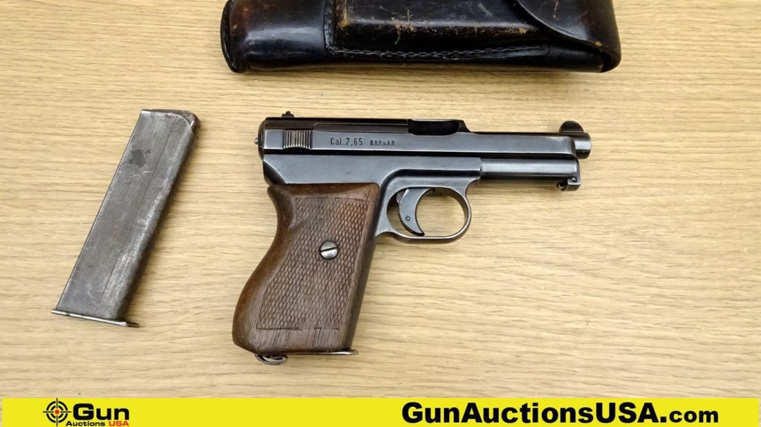 MAUSER-WERKE AG OBERNDORF A.N. 1934 7.65MM/.32 ACP MATCHING NUMBERS Pistol. Very Good. 3 3/8": MAUSER-WERKE AG OBERNDORF A.N. 1934 7.65MM/.32 ACP MATCHING NUMBERS Pistol. Very Good. 3 3/8" Barrel. Shiny Bore, Tight Action Semi Auto WAFFEN STAMP on Right Front of Barrel when Slide is Locked Back