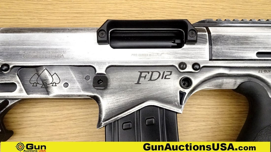 BLACK ACES FD12 PRO BULL PUP 12 ga. BULL PUP Shotgun. NEW in Box. 18.5" Barrel. Semi Auto Beautiful: BLACK ACES FD12 PRO BULL PUP 12 ga. BULL PUP Shotgun. NEW in Box. 18.5" Barrel. Semi Auto Beautiful Distressed White Aces Bullpup. Barrel Excepts Chokes, 3 Included. Two Original Magazines as well as 