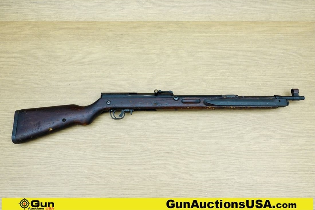 CZ VZ52 7.62X45 Rifle. Fair Condition. 20" Barrel. Shootable Bore, Tight Action Semi Auto Features a: CZ VZ52 7.62X45 Rifle. Fair Condition. 20" Barrel. Shootable Bore, Tight Action Semi Auto Features a Gas Operated System with a Wooden Stock, and a Steel Butt Plate. Adjustable Front and Rear Sights.