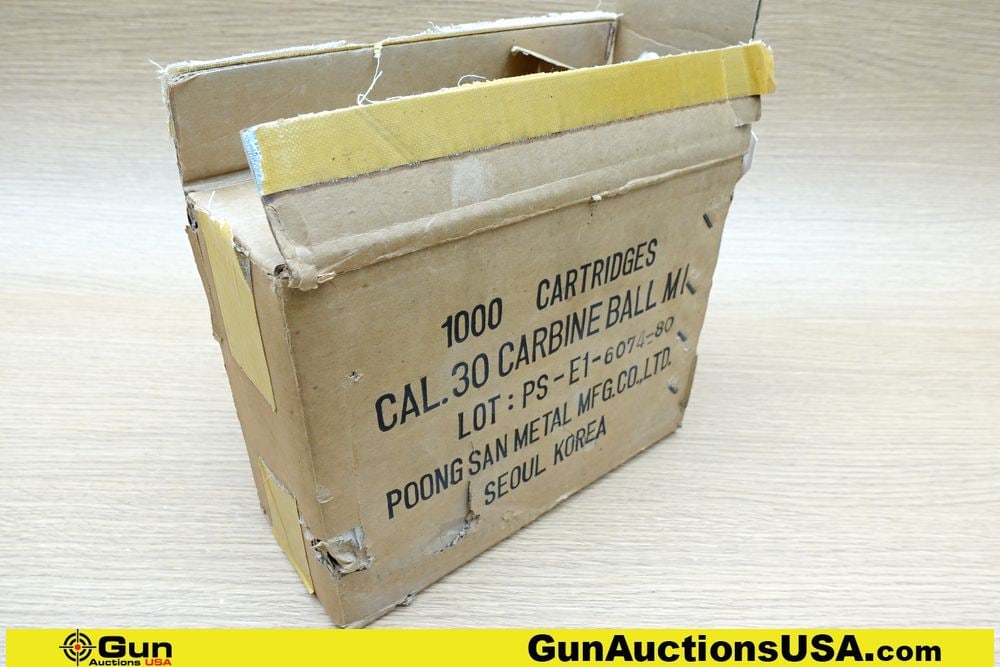 PMC .30 Carbine Ammo. 1000 Total Rds .30 Carbine M1 Ball in Original Box.. Korea (72863) (GSCW95): PMC .30 Carbine Ammo. 1000 Total Rds .30 Carbine M1 Ball in Original Box.. Korea (72863) (GSCW95)