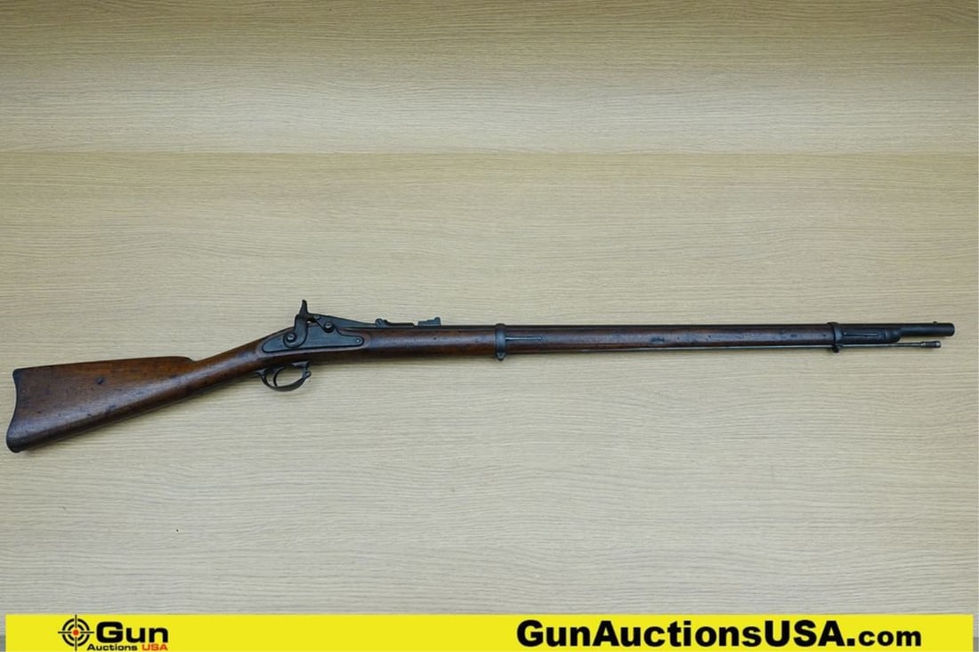 Springfield 1866 50-70 COLLECTOR'S Rifle. Good condition, Normal Handling Marks, Scattered Spotting: Springfield 1866 50-70 COLLECTOR'S Rifle. Good condition, Normal Handling Marks, Scattered Spotting and/or Pitting. 32" Barrel. Shiny Bore, Tight Action Single Shot RACK NO. 288 on Stock, This vintage