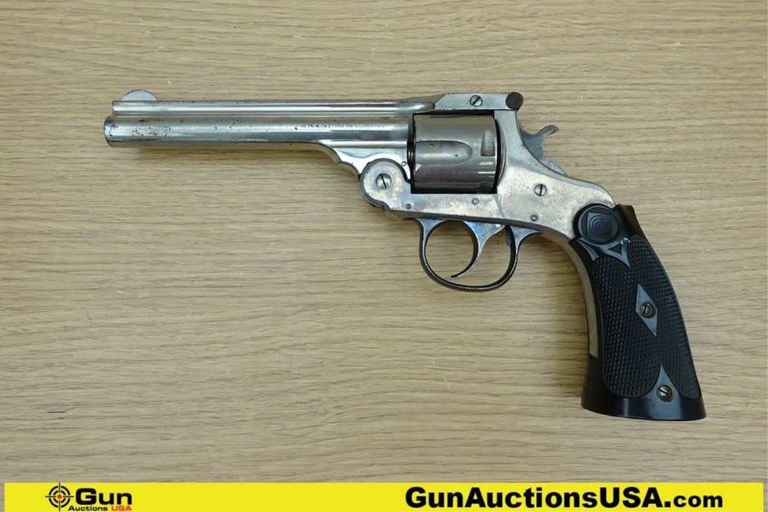 H&R TOP BREAK AUTO EJECTING .38 S&W CTGE TOP BREAK Revolver. Good Condition. 5" Barrel. Shiny Bore,: H&R TOP BREAK AUTO EJECTING .38 S&W CTGE TOP BREAK Revolver. Good Condition. 5" Barrel. Shiny Bore, Tight Action This revolver is like a time machine to the Wild West, with its top break action and au