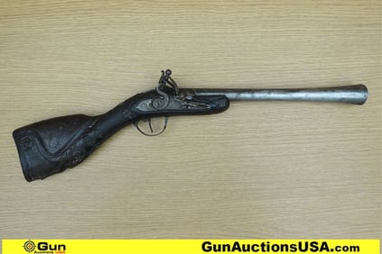 Shotgun. Needs Repair. 12" Barrel. Flint Lock 1700's Flint Lock Crow Gun, BLUNDER BUS. Features