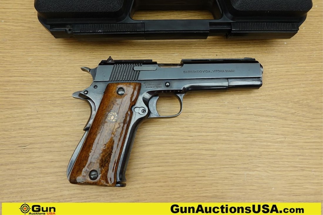 GABILONDO Y LLAMA CAL 45 45 ACP Pistol. Good condition, Normal Handling Marks, Scattered Spotting: GABILONDO Y LLAMA CAL 45 45 ACP Pistol. Good condition, Normal Handling Marks, Scattered Spotting and/or Pitting. 5" Barrel. Shiny Bore, Tight Action Semi Auto Features High Gloss Blued Slide and Fram