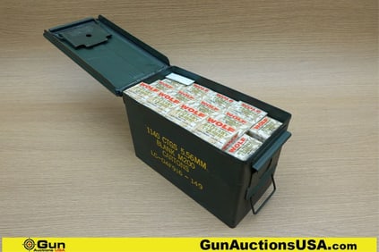 Wolf 7.62x39 Ammo. 840 Total Rds of 7.62x39 124 Gr. FMJ. Includes One Medium OD Green Metal Ammo