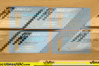 PPU 6.5x52 Carcano Ammo. 80 Total Rds of 6.52 Carcano 123 Gr. SP.. (74174) (GSCT97)