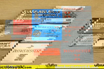 Win, Horn, PMC .243 WIN, .223 REM Ammo. 220 Total Rds; 80 Rds of .243 WIN and 140 Rds .223 REM..