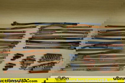 Slings, Holsters, Etc. . Excellent. Hand Made, Approx. 23 Slings, 3 Leather Pistol Holsters and 2