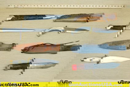 Fixed Blade Knives. Good Condition. 4 Hunting Style Knives.. (70914) (GSCN91)