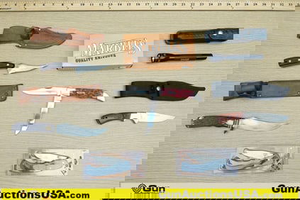 Marbles, Etc. Fixed Blade and Folding Knives. Good Condition. 7 Assorted Fixed Blade and Folding