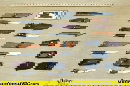 Winchester, Etc. Knives, Sheaths. Good Condition. 8 Assorted Knives w/ Sheaths and 9 Assorted