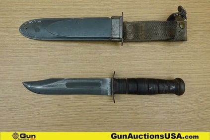 KA-BAR USN MK2 Knife. Good Condition. Features ORIGINAL Patina with a Sharp Cutting Edge. Overall