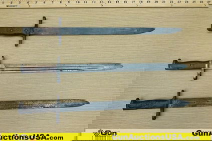 Military Surplus VINTAGE Bayonets. Good Condition. 3 Wood Handle Military Bayonets, Some with