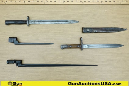 Military Surplus Bayonets. Good Condition. 4 Assorted Bayonets, Some with Cartouche Markings..