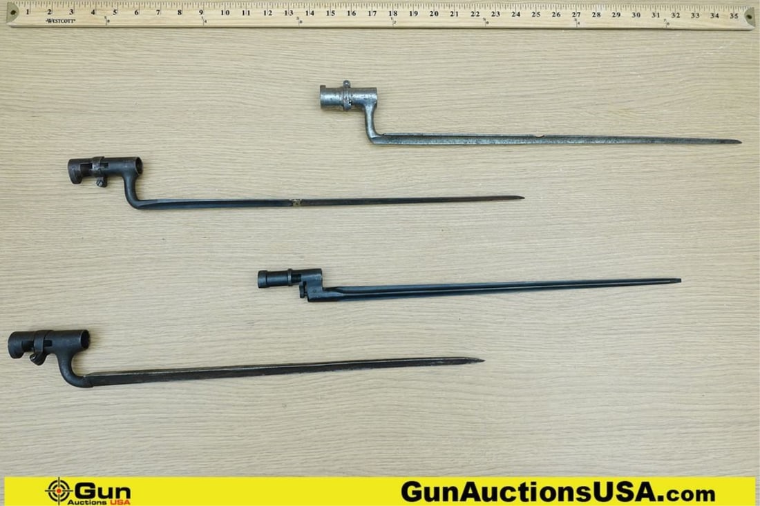 Military Surplus Bayonets. Good Condition. 4 Assorted Bayonets, Some with Cartouche Markings..: Military Surplus Bayonets. Good Condition. 4 Assorted Bayonets, Some with Cartouche Markings.. (72089) (GSCN45)
