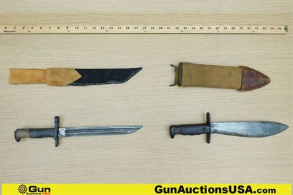 Military Surplus Knife, Bayonet. Good Condition. 1 U.S. 1917 Bolo Knife, 1 US Bayonet.. (72092)