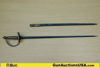 Military Sword. Fair Condition. CSA Marked NCO CIVIL WAR Sword. Features CSA Brass Hand Guard, 28"