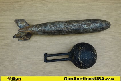 US MB, CIVIL WAR INERT Practice Bomb, Etc. . Fair Condition. One US MB-2 25 Lb. WWII Practice Bomb