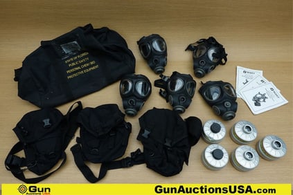 MESTEL SAFETY, Etc. Gas Masks, Etc. . Good Condition. 5-M95 Gas Masks, 5- Filters. 3-Thigh Pouches.