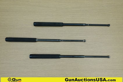 ASP 20" Batons. Good Condition. Three-Rubber Handle, 3 Segment, Collapsible Batons.. (74044)