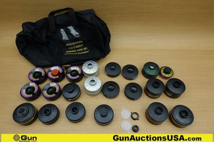 3M, MESTEL, AVON, Etc. Mask Filters, Etc. . Good Condition. 22-Gas Mask Filters and One Carry Bag. .