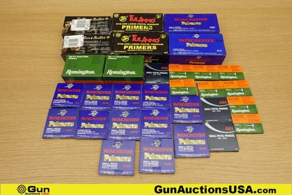 Winchester Tulammo, Sellier & Bellot, Remington Primers. 9900 Primers Assorted Small Pistol For