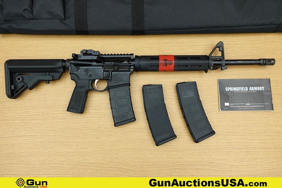 SPRINGFIELD ARMORY SAINT 5.56 MM Rifle. Excellent. 16" Barrel. Shiny Bore, Tight Action Semi Auto: SPRINGFIELD ARMORY SAINT 5.56 MM Rifle. Excellent. 16" Barrel. Shiny Bore, Tight Action Semi Auto This tactical marvel boasts a sleek design, delivering precision and power. Its lightweight frame ensu