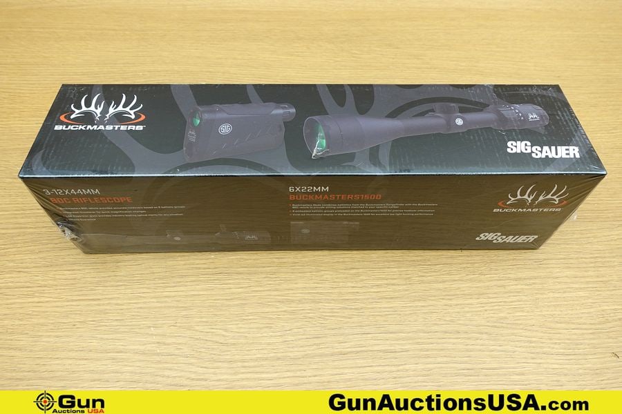 Sig Sauer Buckmaster's Scope. Like New. Scope and Range Finder Set. One, 3-12x44 mm Rifle Scope: Sig Sauer Buckmaster's Scope. Like New. Scope and Range Finder Set. One, 3-12x44 mm Rifle Scope Features Integrated Throw Lever. One 6x22mm Range Finder Features 8 Pre-Loaded Ballistic Profiles. Inclu