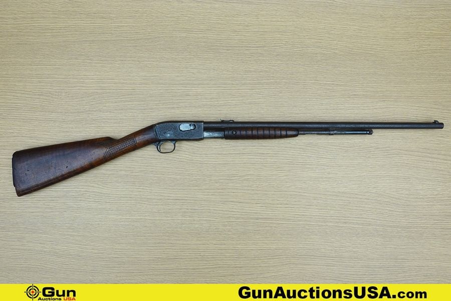 Remington Arms 12-A .22 S-L-LR Rifle. Fair Condition. 21.5" Barrel. Shootable Bore, Tight Action: Remington Arms 12-A .22 S-L-LR Rifle. Fair Condition. 21.5" Barrel. Shootable Bore, Tight Action Pump Action Features ORIGINAL PATINA on Barrel, Mag Tube and Receiver, American Walnut Stock, Adjustabl