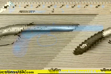 Unknown .36 Caliber Pistol. Needs Repair. 4" Barrel. Percussion Features SXS Barrels with Percussion