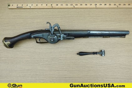 WHEEL LOCK Pistol. Fair Condition. 14" Barrel. Wheel Lock Spanish Proof Marks, Appears to be