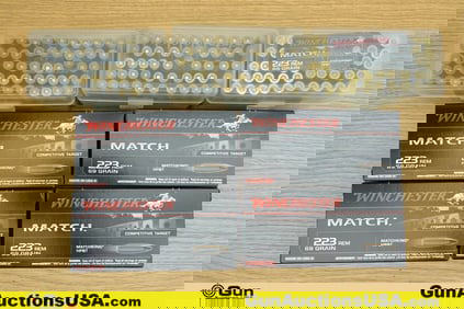 Winchester, Etc. .223 REM Ammo. 280 Rds, Assorted. Includes Three Ammo, Storage Containers. .