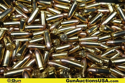 PMC, Etc. 9 mm Ammo. Approx. 1000 Rds of FMJ Assorted Gr. Includes Medium OD Green Steel Ammo Can..