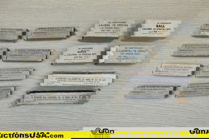 Military Surplus .38 CAL, .38 SPL, .45 ACP Ammo. Approx. 400 Total Rounds of FMJ; 48 Rounds of .45