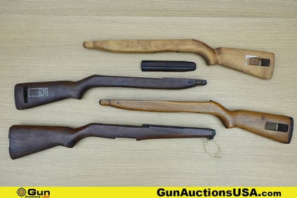 M1 Carbine, M1 Garand Stocks. Good Condition. Four Stocks; One Late M1 Walnut Garand Stock, P-