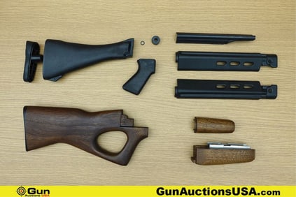 Bishop, Etc. FAL, AK Gun Parts. Very Good. One Set of Wooden AK Furniture Featuring a Thumb Hole
