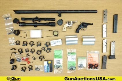 Weaver, Burris, Millet 12 Ga., .45 cal, .22 cal Gun Parts, Mags, & Accessories. One 28" Shotgun