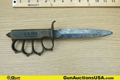 AU Lion US 1918 L.F. & C Trench Knife COLLECTOR'S Knife. Good Condition. This BRUTAL WWII Brass