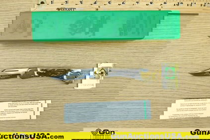 Puma 905 Duke Folding Knife. Excellent. Features a Stag and Brass Handle, Stainless Steel Blade