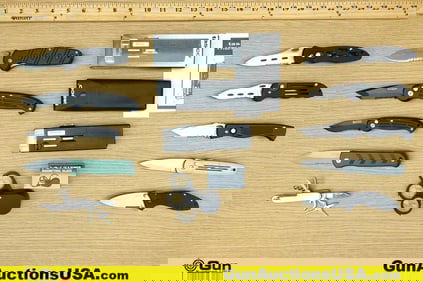 Tasco, Kershaw, Etc. Knives. Very Good. 3-Folding Knives, 7-Switchblades, 1-Magnifying Glass, &