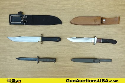 Colt, Gerber, Glock Fixed Blade Knives. Very Good. Three Fixed Blade Camping and Survival Knives.