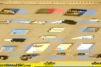 Gerber, CRKT, S&W, Etc. Knives, Multi-Tool. Like New in Box. 2-Switchblades, 7-Folding Knives, &