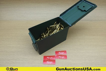 .300 WIN MAG Casings. Approx. 200 Spent Casings in a Medium Green, Metal Ammo Can. . (74797)
