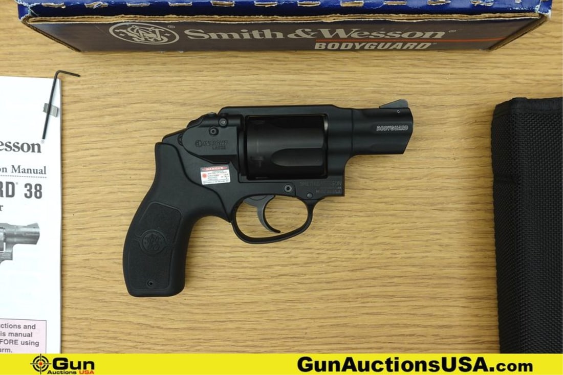 S&W BG38 BODYGUARD 38 SPECIAL Revolver. Excellent. 1 7/8" Barrel. Shiny Bore, Tight Action Features: S&W BG38 BODYGUARD 38 SPECIAL Revolver. Excellent. 1 7/8" Barrel. Shiny Bore, Tight Action Features Ultra Light Weight, Alloy and Polymer, with a Front Fixed Sight, Stainless Steel Barrel Sleeve and a