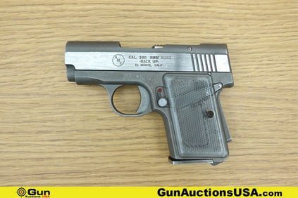 AMT BACK UP .380 ACP Pistol. Very Good. 2.5" Barrel. Shiny Bore, Tight Action Semi Auto Features a