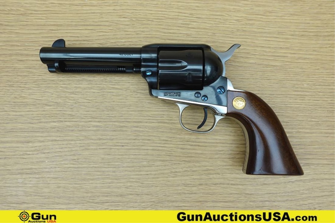 Uberti Cimarron .45 COLT MATCHING NUMBERS Revolver. Very Good. 4.5" Barrel. Shiny Bore, Tight Action: Uberti Cimarron .45 COLT MATCHING NUMBERS Revolver. Very Good. 4.5" Barrel. Shiny Bore, Tight Action MATCHING NUMBERS on Frame and Cylinder. Features a Six Shot Fluted Cylinder, Fixed Sights, Straight