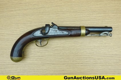 Unknown Appears to be .50 Caliber Pistol. Needs Repair. 8" Barrel. Percussion Cap Features a Brass