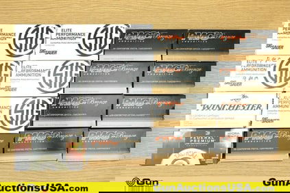 PMC, FED, SIG Premium, Bronze, Elite Performance 9 mm Ammo. Approx. 790 Rounds of 9mm Assorted Grain