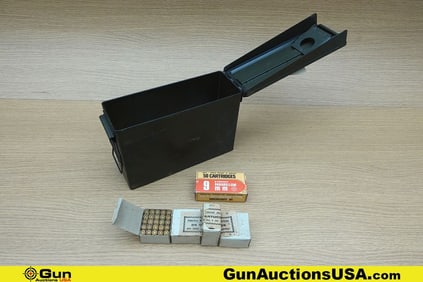 Military Surplus 9MM Ammo. 450 Rds in a Green Metal Ammo Can. . (76513) (GSCU47)