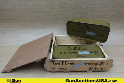 RUSSIAN 7.62x54r Ammo. 880 Rds, in Total. (Two Spam cans with Opener in a Wooden Crate). (76092)